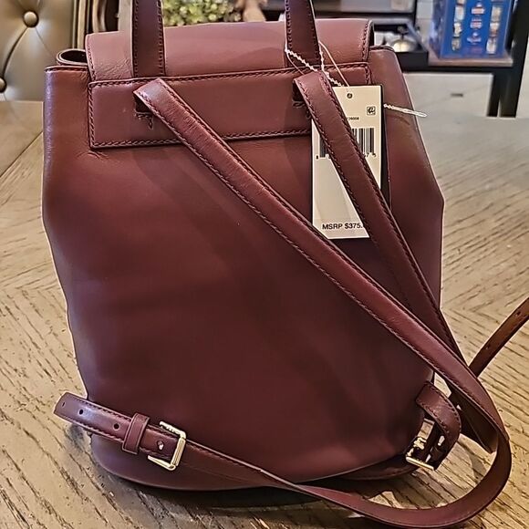 Ralph Lauren winny backpack NWT fine grain cow leather wine color - Picture 6 of 11